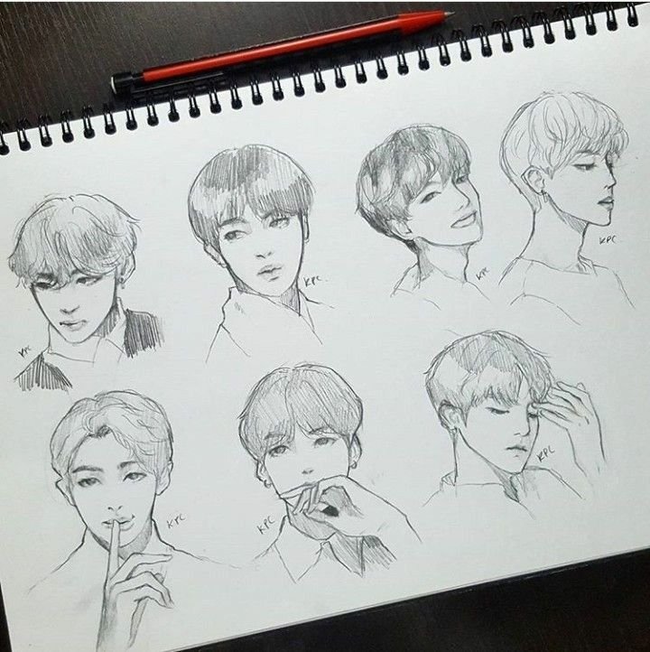 BTS карандашом Тэхен легкие
