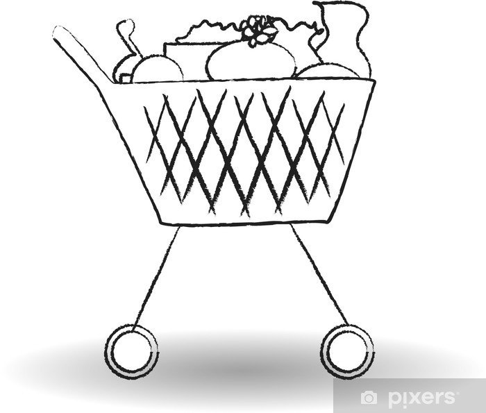 Корзинка с продуктами раскраска