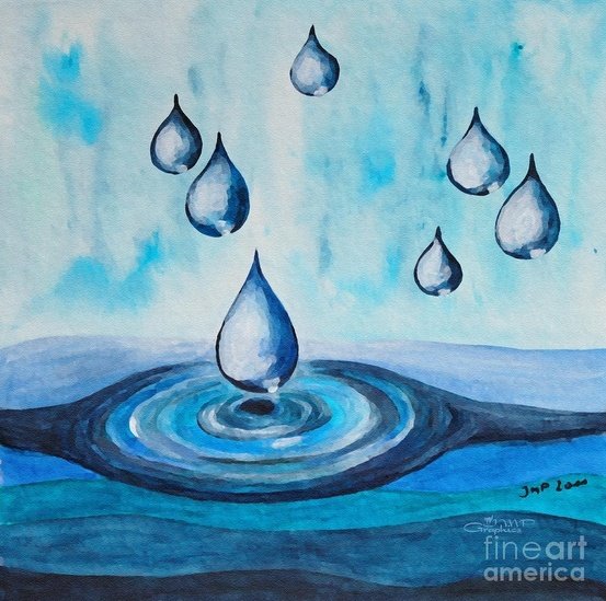 Капли воды акварелью