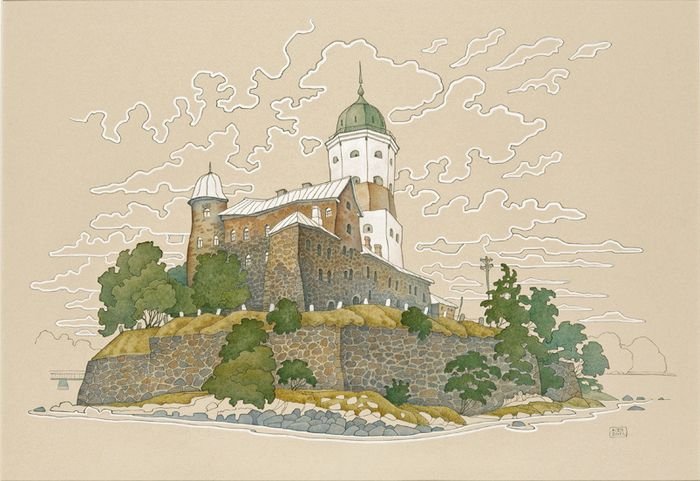 Акварель Выборг Колбасов