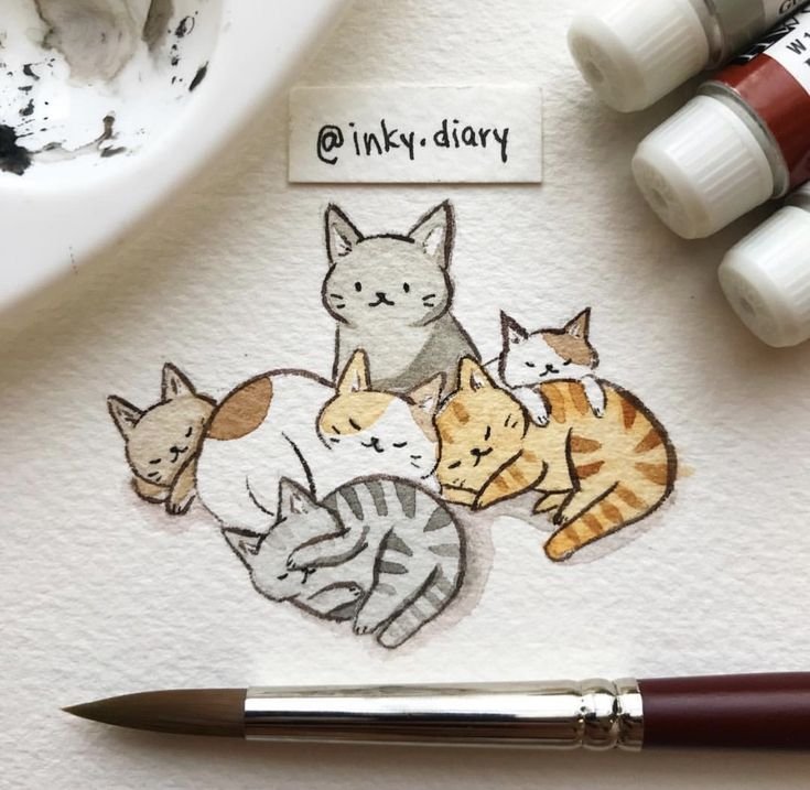 Кошка рисунок фломастером