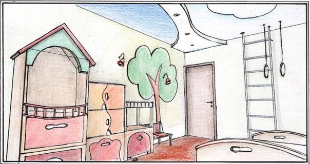 Детский рисунок комнаты