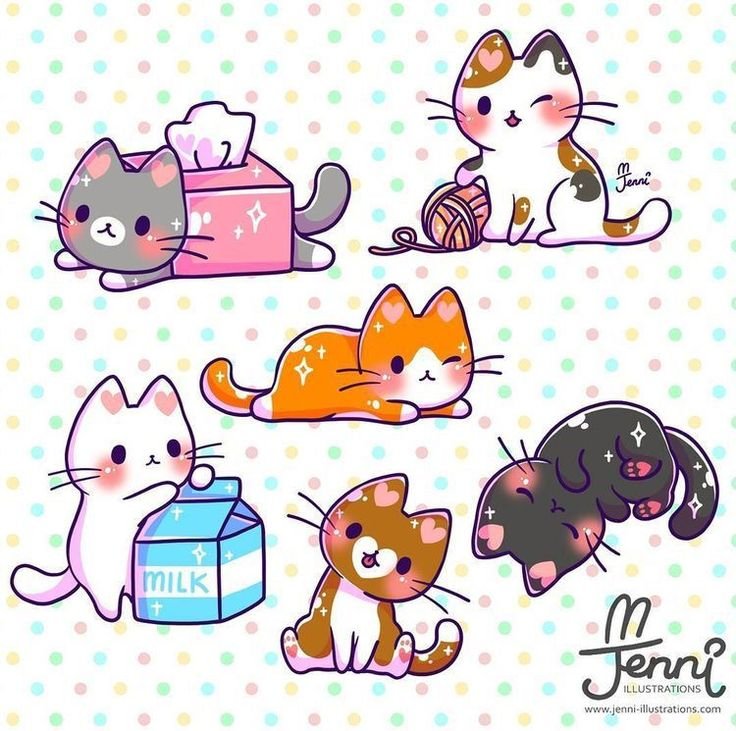 Милые котята для срисовки