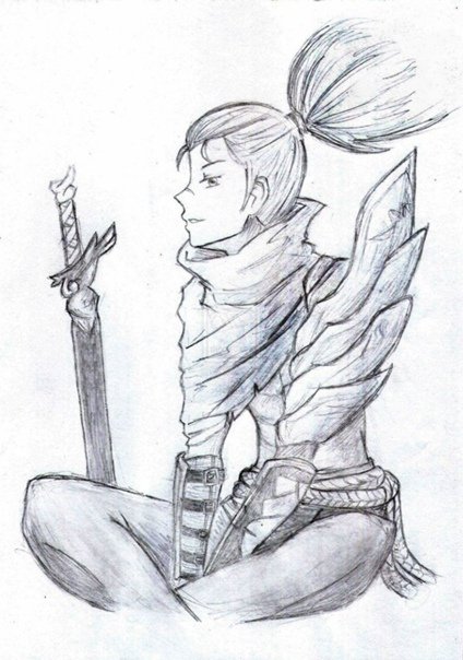 Ясуо ЛОЛ карандашом