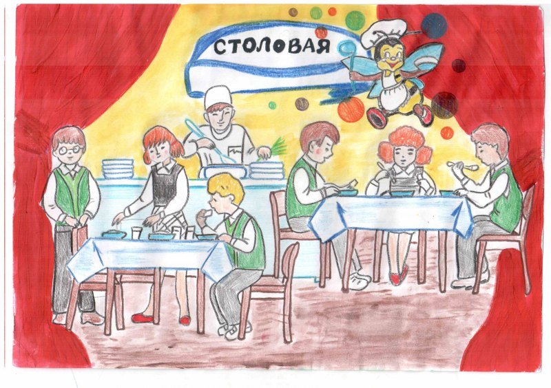 Рисунок школьной столовой
