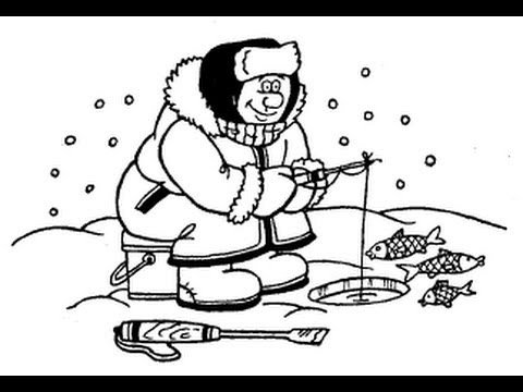 Рисунок на тему зимняя рыбалка