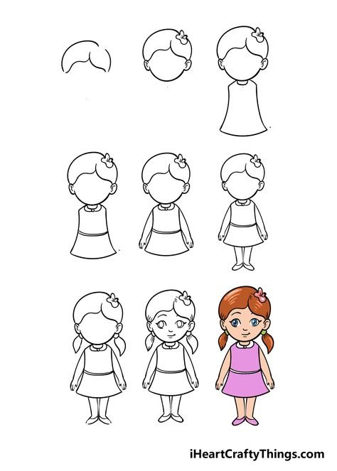 Рисунок девочки поэтапно