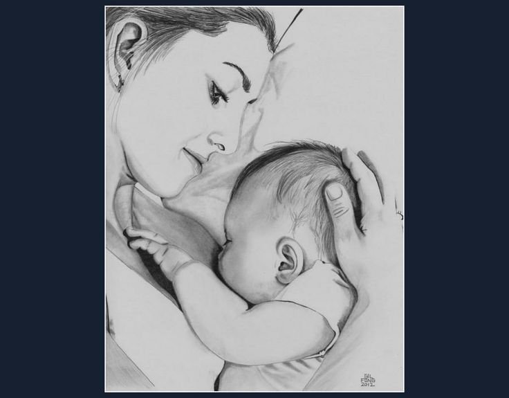 Мама и малыш рисунок карандашом