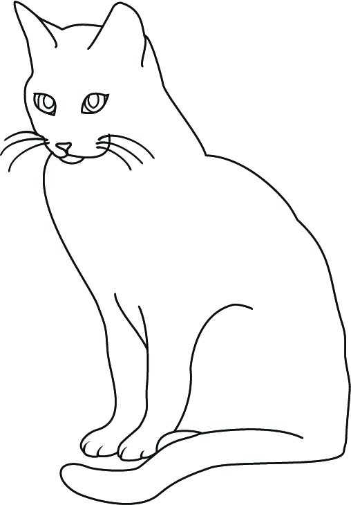 Кошка контурный рисунок