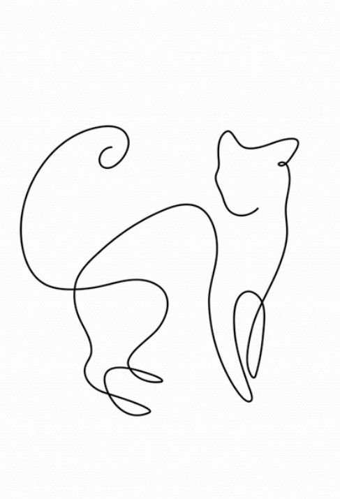Силуэт кошки одной линией