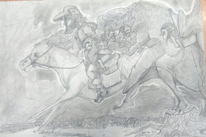Рисунок к балладе Лесной царь ф Шуберта
