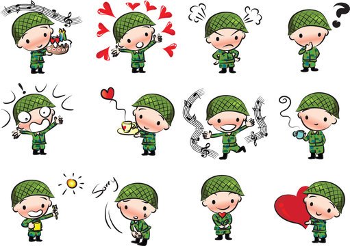 Стикеры в военной форме