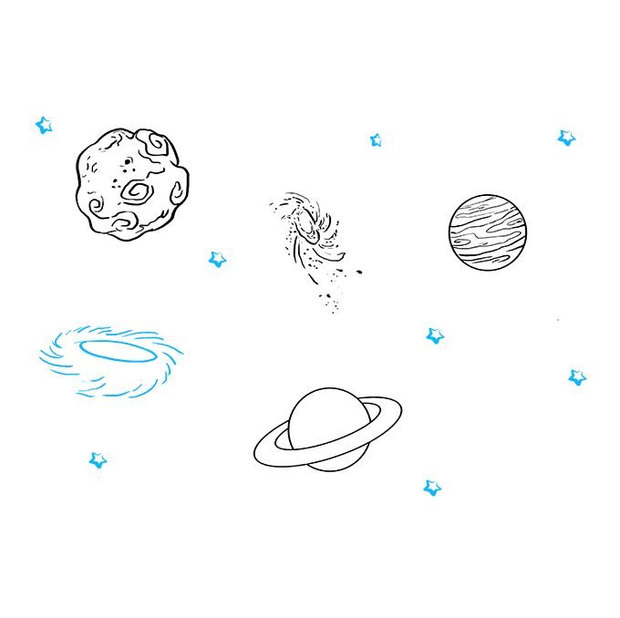 Рисунок космос для срисовки