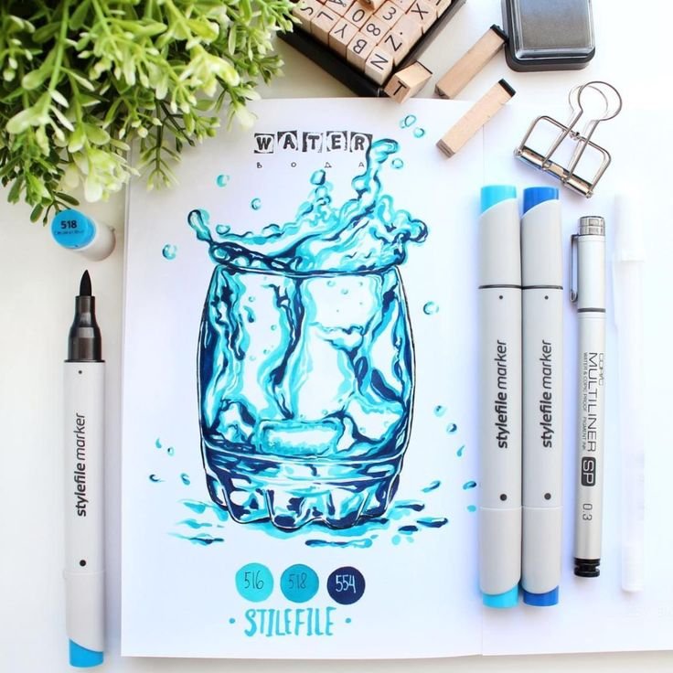 Скетчинг вода маркерами