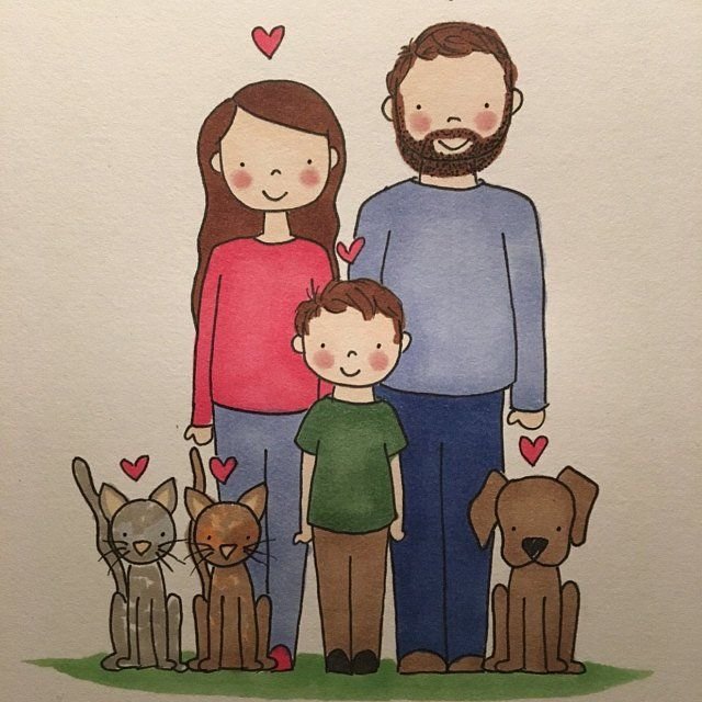 Семья милый рисунок
