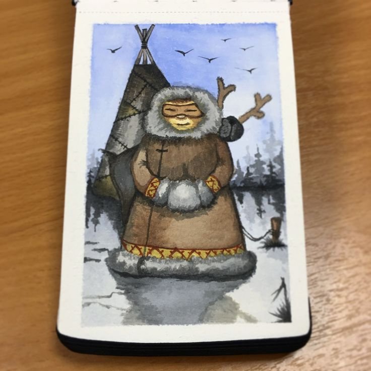 Чукча на открытке рисунок