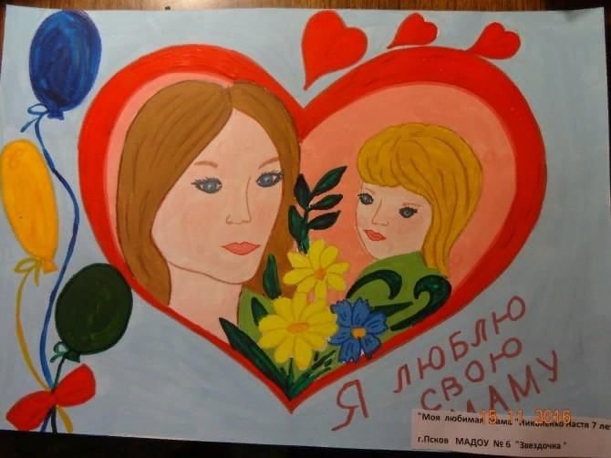 Детские рисунки ко Дню матери