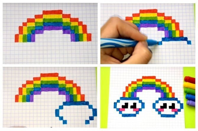 Рисунки по клеточкам Радуга