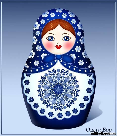 Матрешка Гжельская роспись