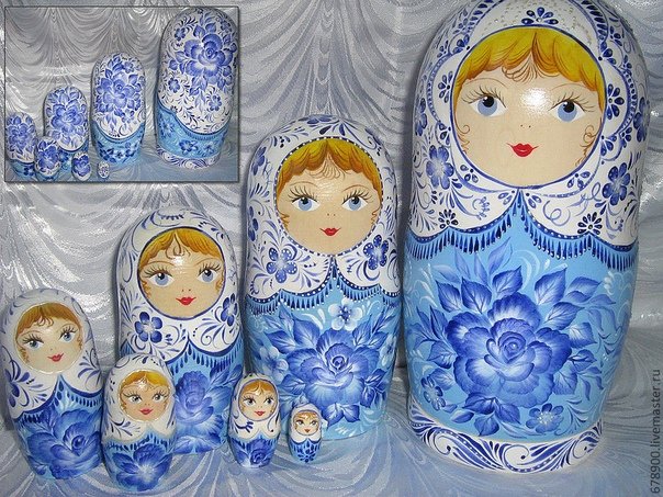 Матрешка роспись полуфаянс Гжель