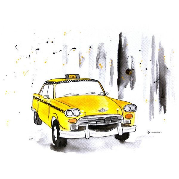 Рисунки машины такси американской