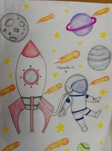 Рисунок на тему день космонавтики