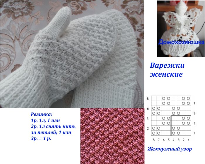 Узор для варежек спицами схемы простые