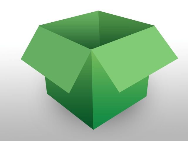 Зеленая открытая коробка