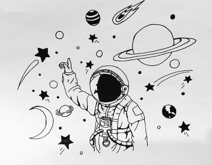 Рисунок космоса карандашом для срисовки