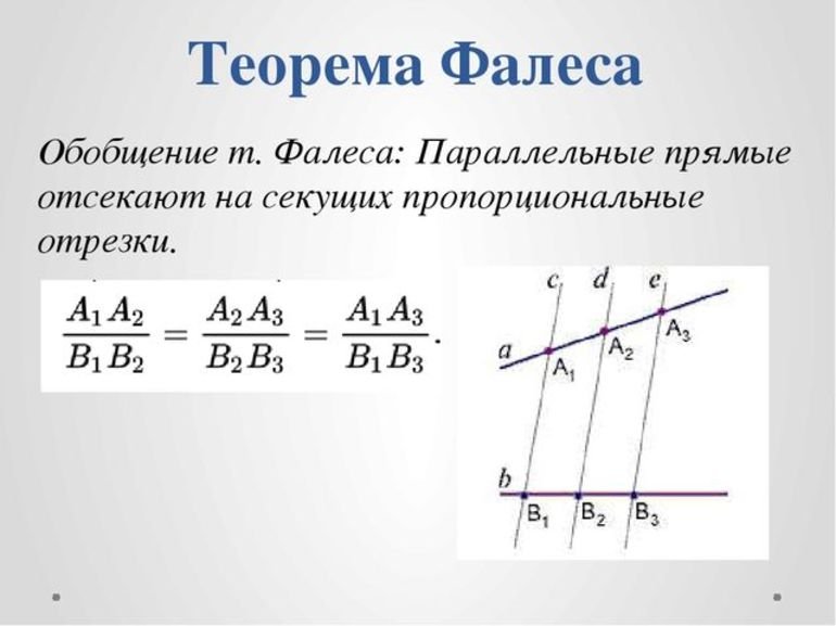 Теорема Фалеса обобщенная теорема
