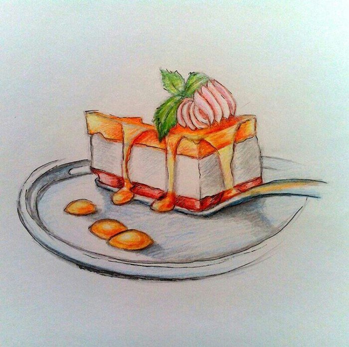 Торт цветными карандашами
