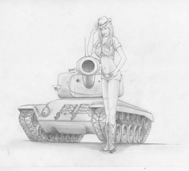 Рисунок танка карандашом