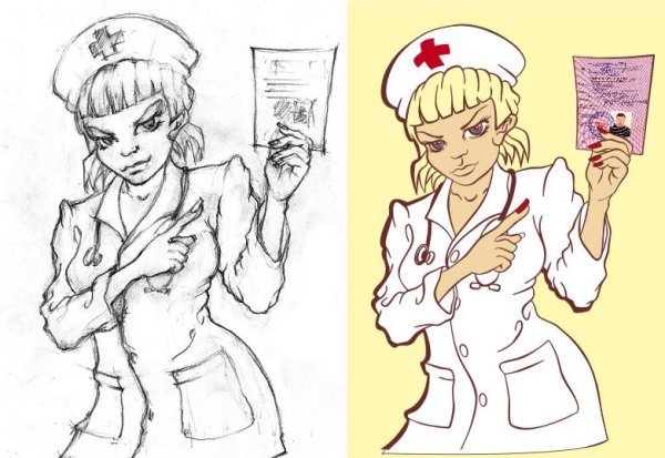 Рисунок медсестры для срисовки