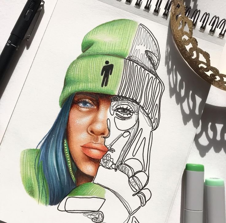 Портрет Billie Eilish карандашом