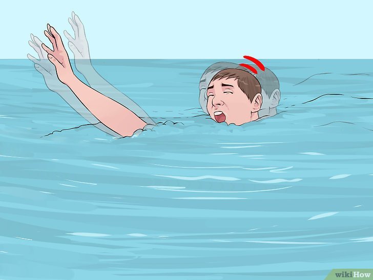 Человек тонет в воде