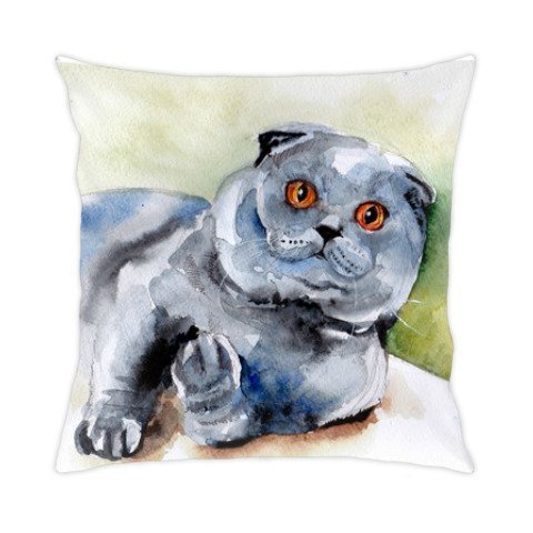 Кошка акварелью
