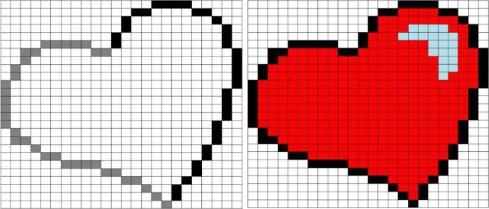 Рисунки по клеточкам сердце