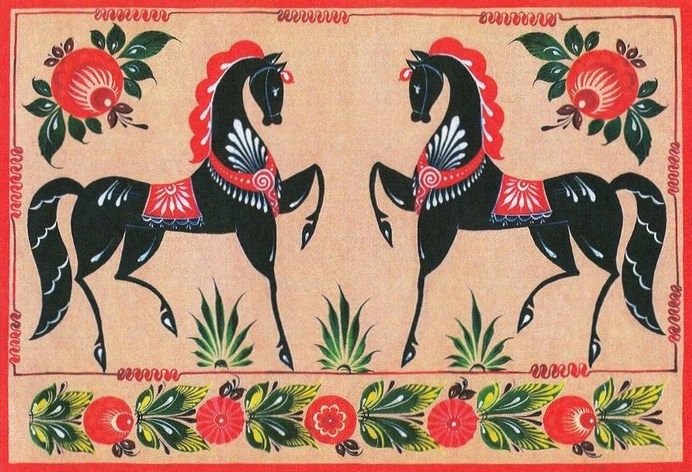 Лошадь роспись Городец