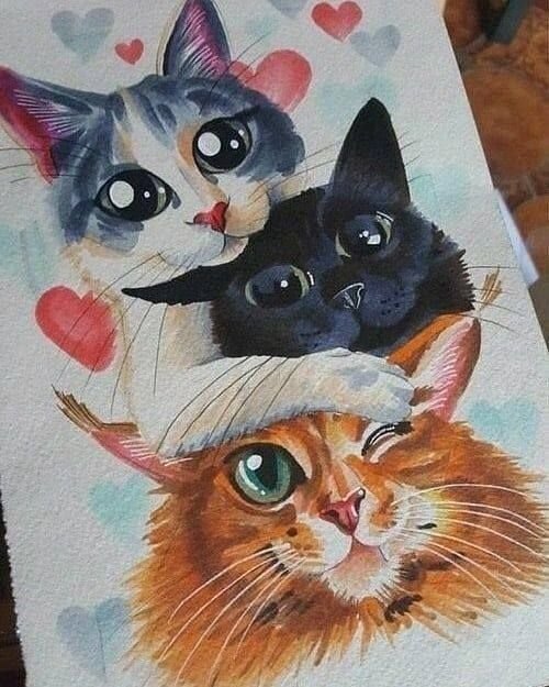 Кошка маркерами