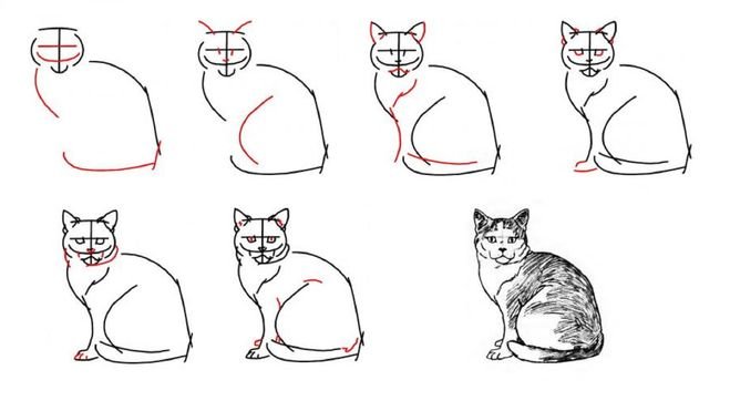 Кошка рисунок поэтапно