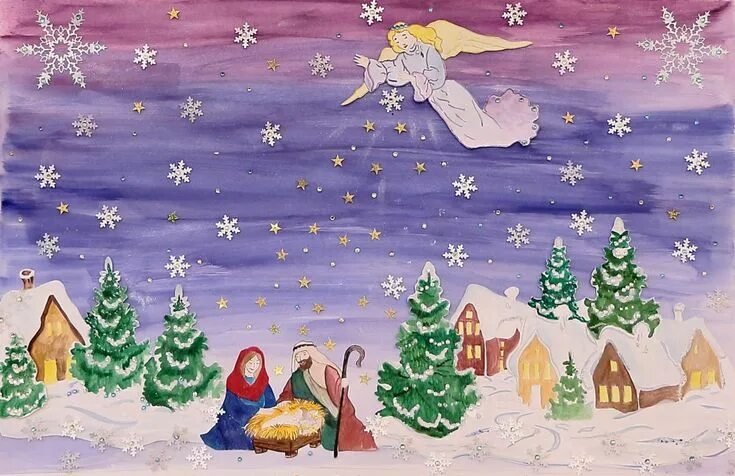 Рисунок на тему Рождество