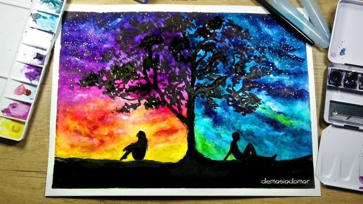 Рисунки красками легкие