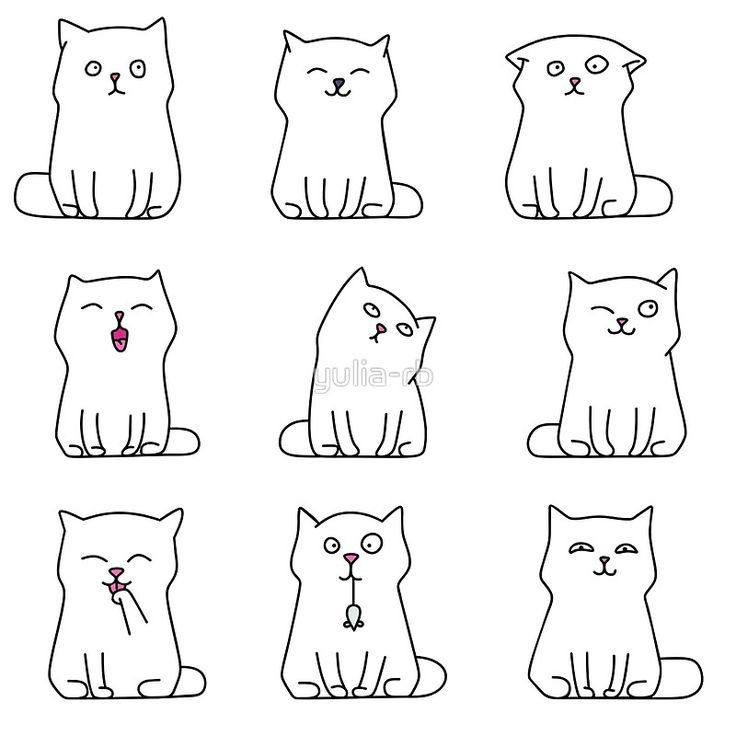 Рисунки для срисовки котики легкие