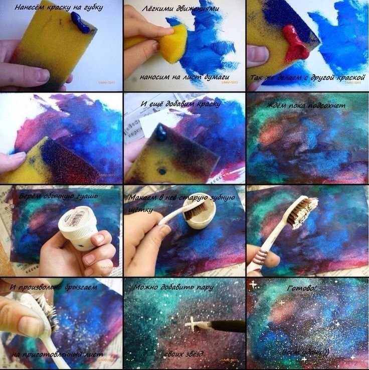 Космос акварелью для детей