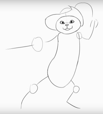 Кот в сапогах рисунок детский