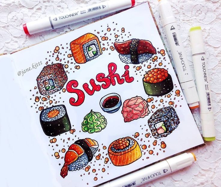 Рисунки для скетчбука еда