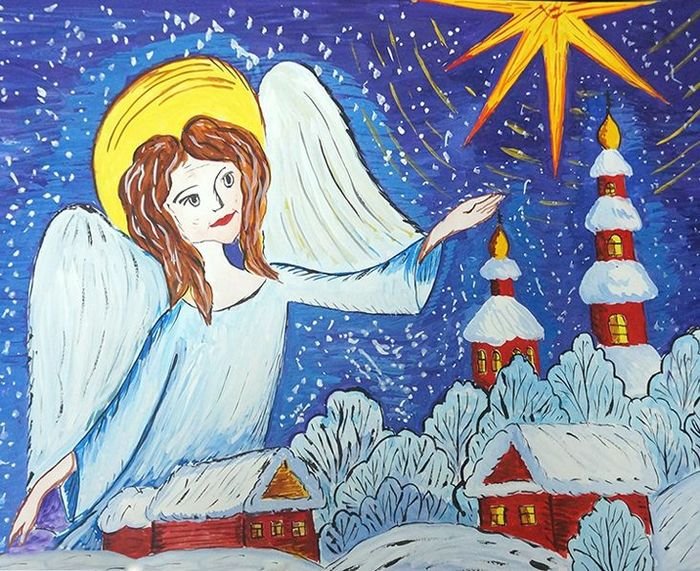 Рисунок на тему Рождество