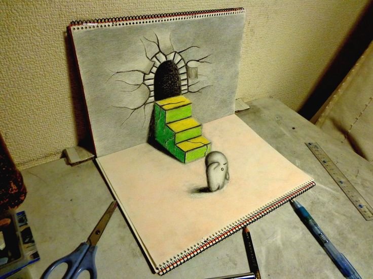 3d рисунки на бумаге