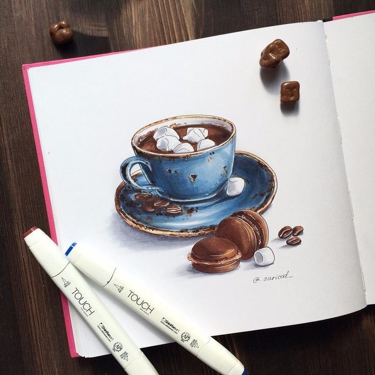 Кофе рисунок маркерами