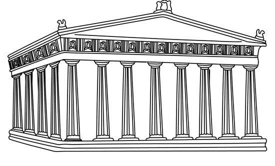 Греческий храм Парфенон из бумаги